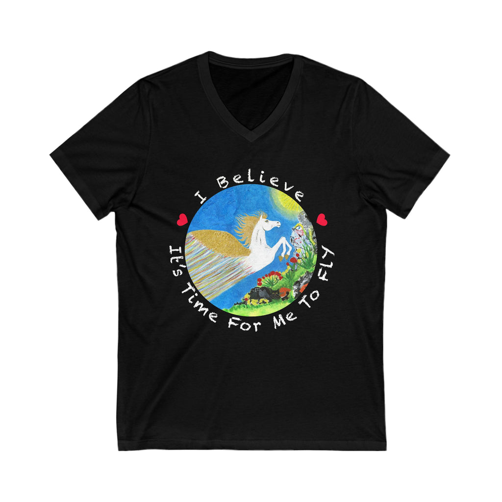Time For Me To Fly White Pegasus Women's/Unisex V-Neck T