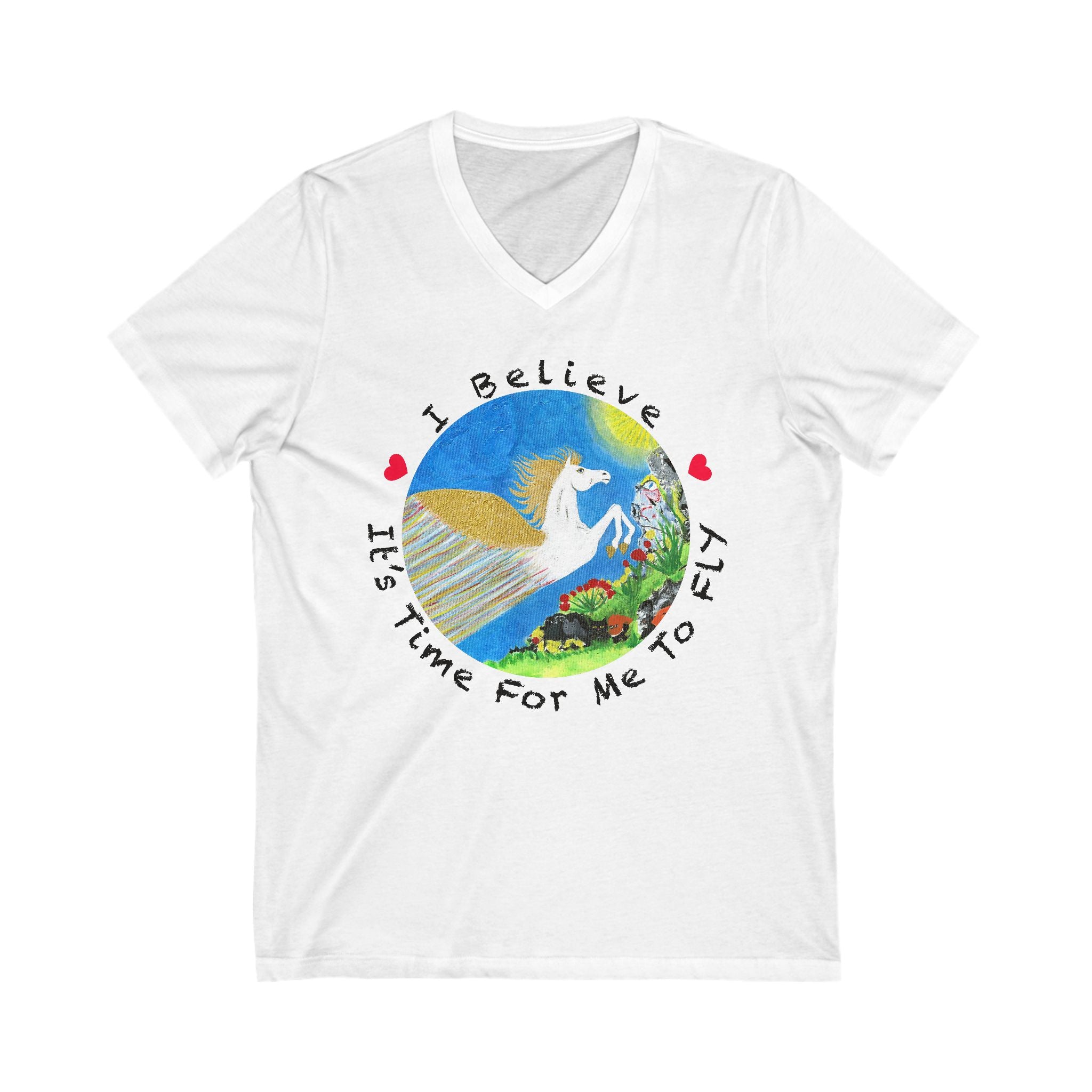 Time For Me To Fly White Pegasus Women's/Unisex V-Neck T