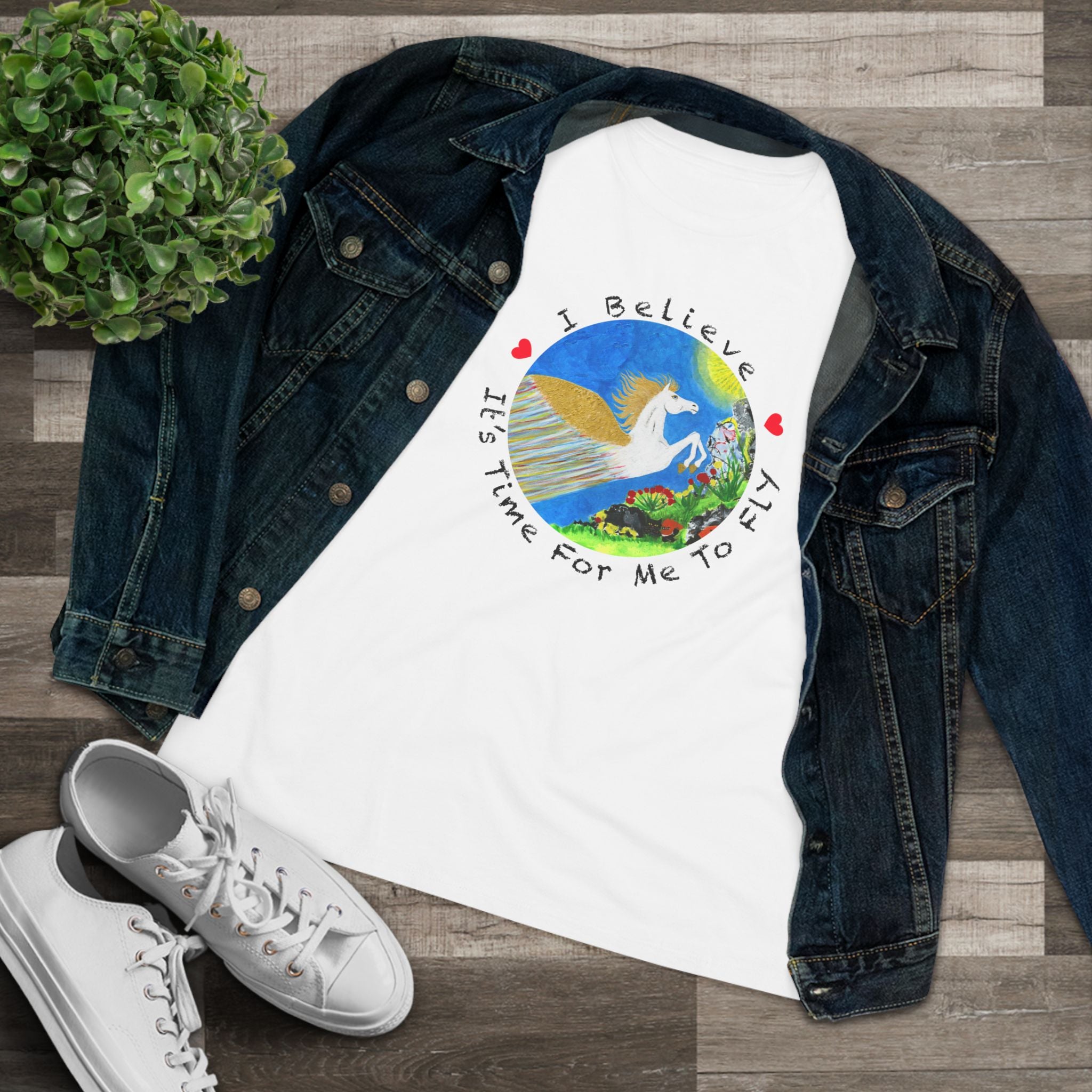 Time For Me To Fly White Pegasus Women's Cotton T